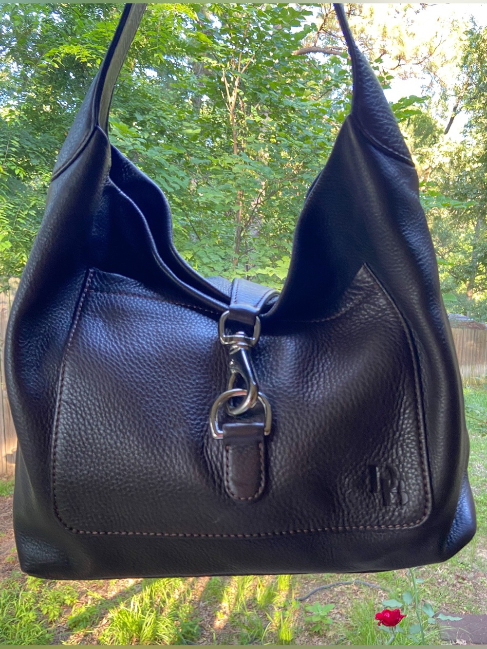 Dooney & Bourke Dark Brown Pebble Leather Annalisa Hobo Slouchy Bag Boho Chic